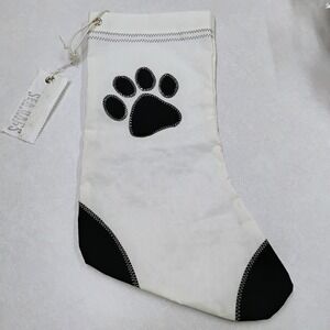 Sea Bags Maine White Black Paw Print Christmas Stocking Sailcloth Nautical
